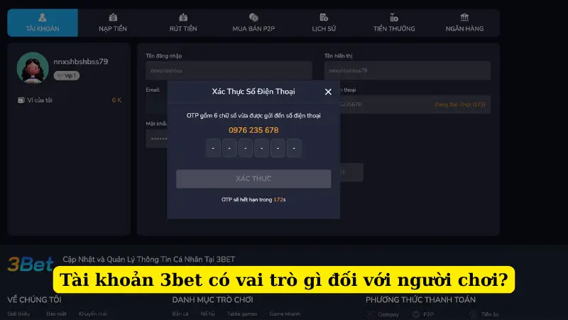 Tài khoản 3bet có vai trò gì đối với người chơi?